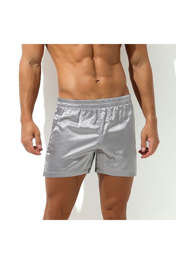 Underwear Men Gray No Fly Ice Silk Elastic Waist Boxer Shorts Loose Mid Rise Plus Size Mens Boxer Briefs XL