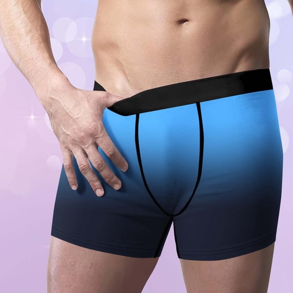 NTACZA Underwear for Men No Riding Up Gradient Anti Chafing Blue Boxer Briefs Stretch Athletic Breathable Men Briefs L