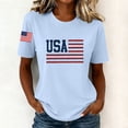 thumbnail image 1 of NTACZA Short Sleeve Going Out Tops for Women T‑Shirts Usa American Flag Print Crew Neck Casual Graphic Tees Festival Relaxed Fit Blue, 1 of 5