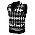 thumbnail image 1 of NTACZA V Neck Sweater for Men Argyle Print Black Slim Fit Sweater Vests Fleece Lined Sleeveless Sweaters Mens Jumpers L, 1 of 3