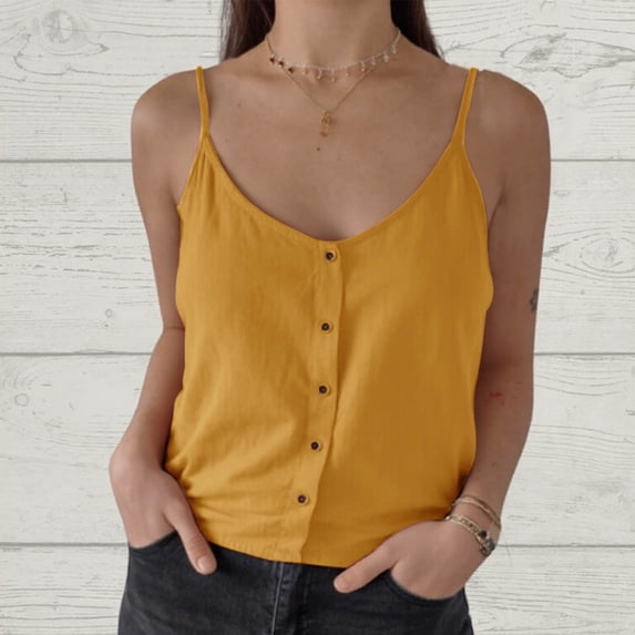 NTACZA Vacation Dressy Tank Tops for Women Solid Relaxed Fit Women V-Neck Solid Sleeveless Camisole Tops for Women