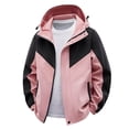 thumbnail image 1 of NTACZA Waterproof Jackets for Men Winter Hooded Color Block Pink Windbreaker Hiking Zip Up Coat Men's Coats Winter XL, 1 of 4