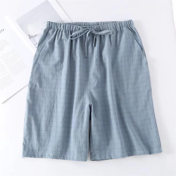 NTACZA Women Cotton Shorts Comfy Plaid Pajama Shorts Elastic Waist Drawstring Women's Shorts XXL