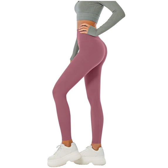 NTACZA Women Pants Seamless Compression Leggings Workout High Waisted Athletic Solid Running Gym Tights Yoga Pants Pink S