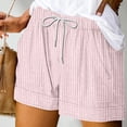 thumbnail image 1 of NTACZA Women's Shorts Striped High Waisted Comfy Beach Shorts Loose Drawstring Ladies Shorts L, 1 of 5