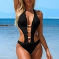 thumbnail image 1 of NTACZA Women's Swimsuit Cut Out One Piece Cheeky Bikini Sets Backless Halter Womans Bathing Suits L, 1 of 9
