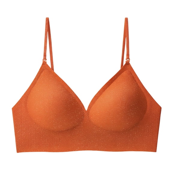 NTACZA Womens Bra Wire-Free Seamless Plunge Solid Spaghetti Straps V-Neck U-Back Everyday Size S