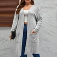 thumbnail image 1 of NTACZA Womens Cardigans Long Cardigans Open Front Knitted Plus Size Casual Oversized with Pockets Coats Office Wear Gray, 1 of 8