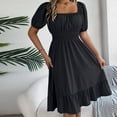 thumbnail image 1 of NTACZA Womens Dresses Summer Sundress Ruffle Square Neckline Midi Casual Short Sleeve Vacation Black L, 1 of 8