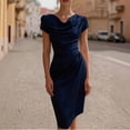 thumbnail image 1 of NTACZA Womens Summer Dresses Wedding Guest Dresses Midi Formal Cowl Neck Bodycon Ruched Waist Blue L, 1 of 5