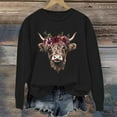 thumbnail image 1 of NTACZA Womens Sweatshirts Trendy Black Long Sleeve Crew Neck Cow Print Sweatshirts Womens Hoodie M, 1 of 4