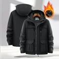 thumbnail image 1 of NTACZA Work Mens Jacket Fleece Lined Black Hooded Jacket Cargo Heavyweight Zip Up Coats Mens Winter Coats 4X, 1 of 8