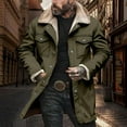 thumbnail image 1 of NTACZA Work Mens Jackets Green Faux Suede Sherpa Lined Trucker Jacket Mid Length Button Down Fleece Coat Men Coats L, 1 of 8