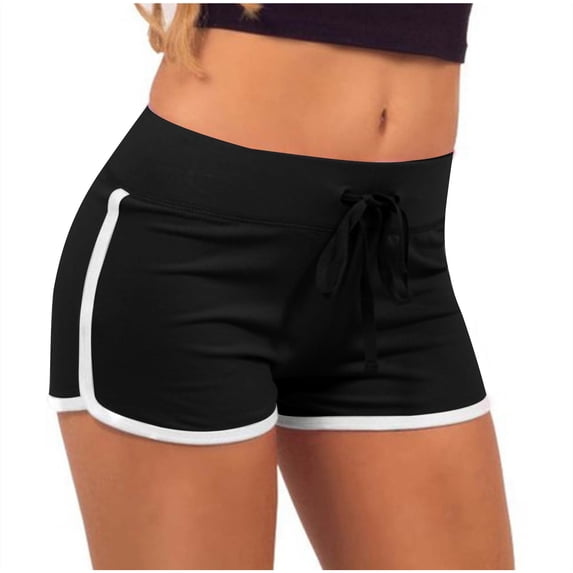 NTACZA Yoga Shorts Womens Athletic High Waisted Running Shorts Workout Drawstring Shorts for Ladies L