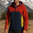 thumbnail image 1 of NTACZA Zip Up Men's Jacket Waterproof Hooded Red Windbreaker Long Sleeve Outdoor Color Block Rain Jacket Fall Men Coats XXXL, 1 of 5