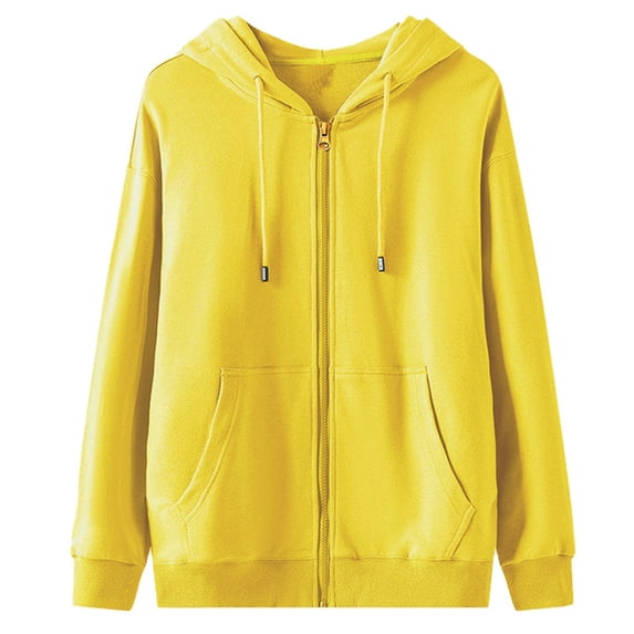 NTACZA Zip up Winter Hoodies for Men Yellow Loose Fit Casual Sweatshirt Jacket Drawstring Hooded Men's Sweatshirts XL