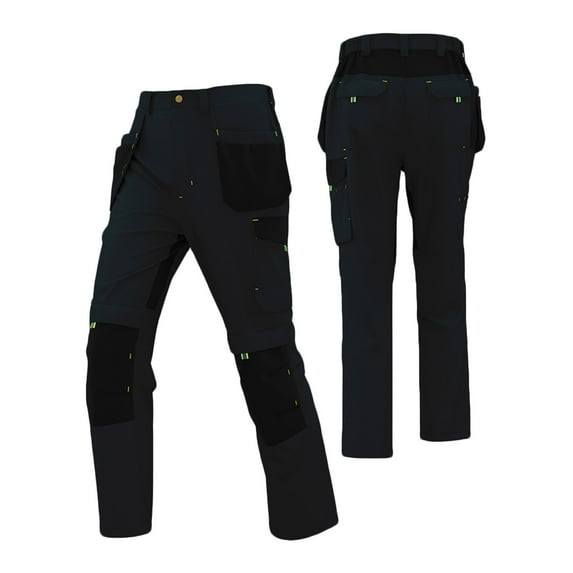 NTACZA Zipper Winter Pants for Men Workwear Construction Blue Pants Color Block Ripstop Cargo Pants Men Winter Trousers L