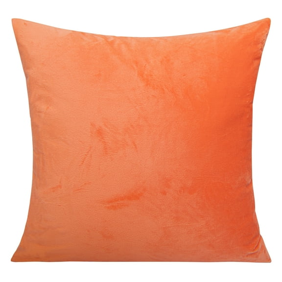 NTBAY 1 Pack Velvet Throw Pillow Cover, Soft Decorative Square Pillowcase, Cushion Cover with Hidden Zipper, 24"x24", Orange