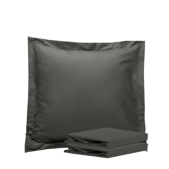 NTBAY 100% Brushed Microfiber Euro Pillow Shams Set of 2, Super Soft and Cozy European Throw Pillow Covers, Wrinkle, Fade, Stain Resistant Square Pillow Cases, 26"x26", Dark Gray