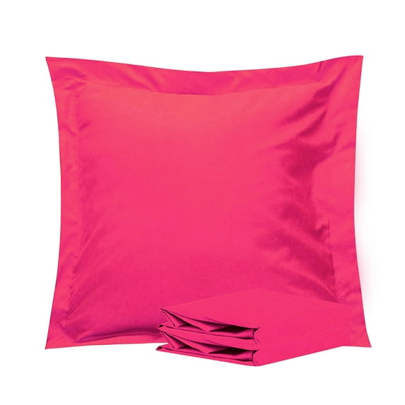 NTBAY 100% Brushed Microfiber Euro Pillow Shams Set of 2, Super Soft and Cozy European Throw Pillow Covers, Wrinkle, Fade, Stain Resistant Square Pillow Cases, 26"x26", Magenta