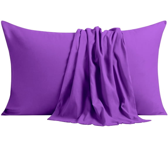 NTBAY 12 Pack 100% Brushed Microfiber King Pillowcases, 1800 Super Soft and Cozy, Wrinkle, Fade, Stain Resistant with Envelope Closure Bed Pillow Cases, 20"x36", Purple