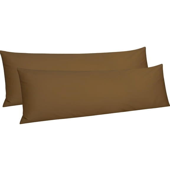 NTBAY 2 Pack 100% Egyptian Cotton Body Pillowcase with Envelope Closure,Soft and Easy Care Long Body Pillow Cover, 20" x 54", Brown