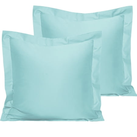 NTBAY 2 Pack 1800 Thread Count Cotton Euro Pillow Shams, Super Soft and Breathable European Throw Pillow Covers, Square Pillow Cases, 26"x26", Aqua (Pillow NOT Included)