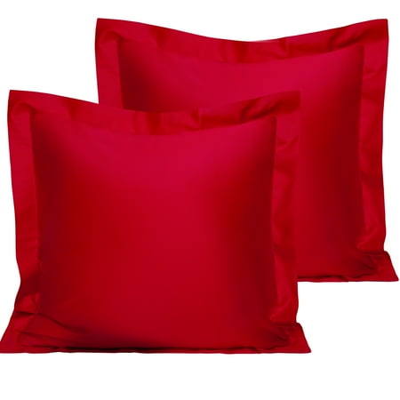 NTBAY 2 Pack 1800 Thread Count Cotton Euro Pillow Shams, Super Soft and Breathable European Throw Pillow Covers, Square Pillow Cases, 26"x26", Red (Pillow NOT Included)