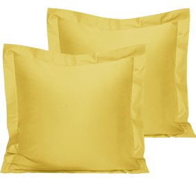 NTBAY 2 Pack 1800 Thread Count Cotton Euro Pillow Shams, Super Soft and Breathable European Throw Pillow Covers, Square Pillow Cases, 26"x26", Yellow (Pillow NOT Included)