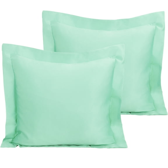 NTBAY 2 Pack Silk Satin Euro Pillow Shams, Super Soft and Cozy European Throw Pillow Covers, 26" x 26", Cyan