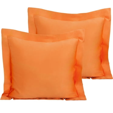 NTBAY 2 Pack Silk Satin Euro Pillow Shams, Super Soft and Cozy European Throw Pillow Covers, 26" x 26", Orange