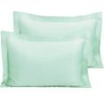 thumbnail image 1 of NTBAY 2 Pack Silk Satin King Pillow Shams , Oxford Pillowcases with Envelope Closure, 20" x 36", Cyan, 1 of 4