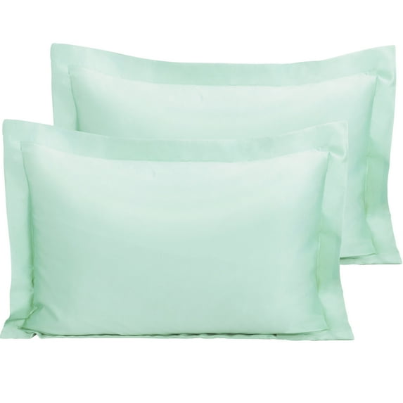 NTBAY 2 Pack Silk Satin King Pillow Shams , Oxford Pillowcases with Envelope Closure, 20" x 36", Cyan