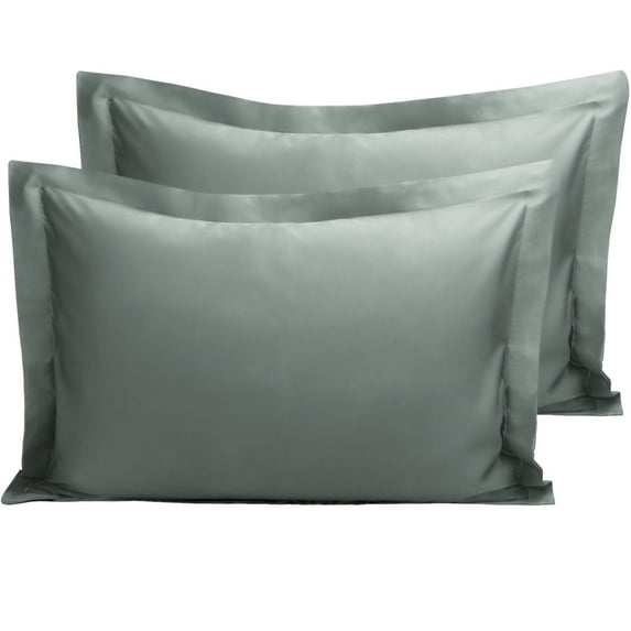 NTBAY Satin Pillow Shams, 2 Pack Luxury Pillow Cases, Queen, Dark Grey