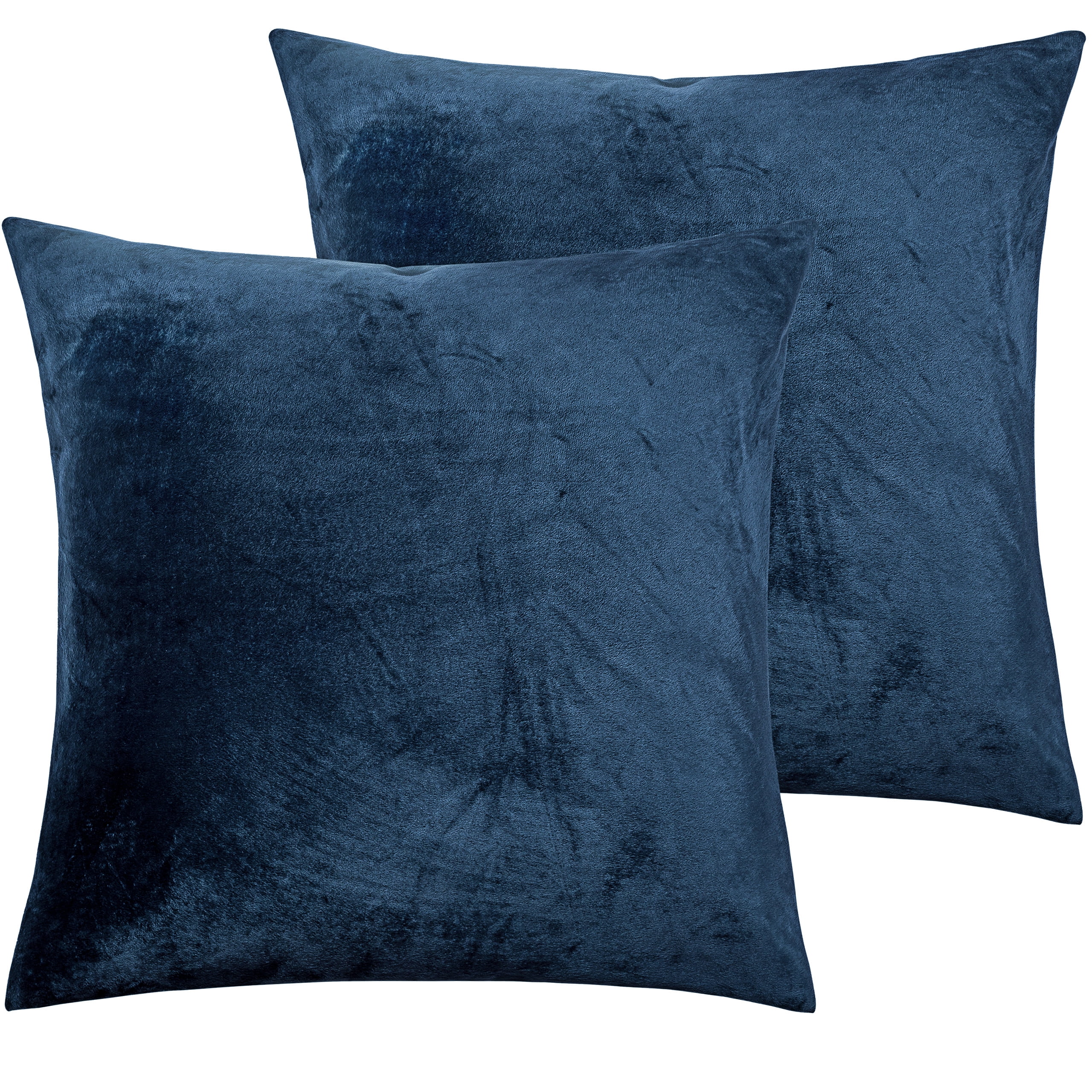 Navy Blue Velvet 18" x 18" Euro Throw Pillow Covers, Set of 2