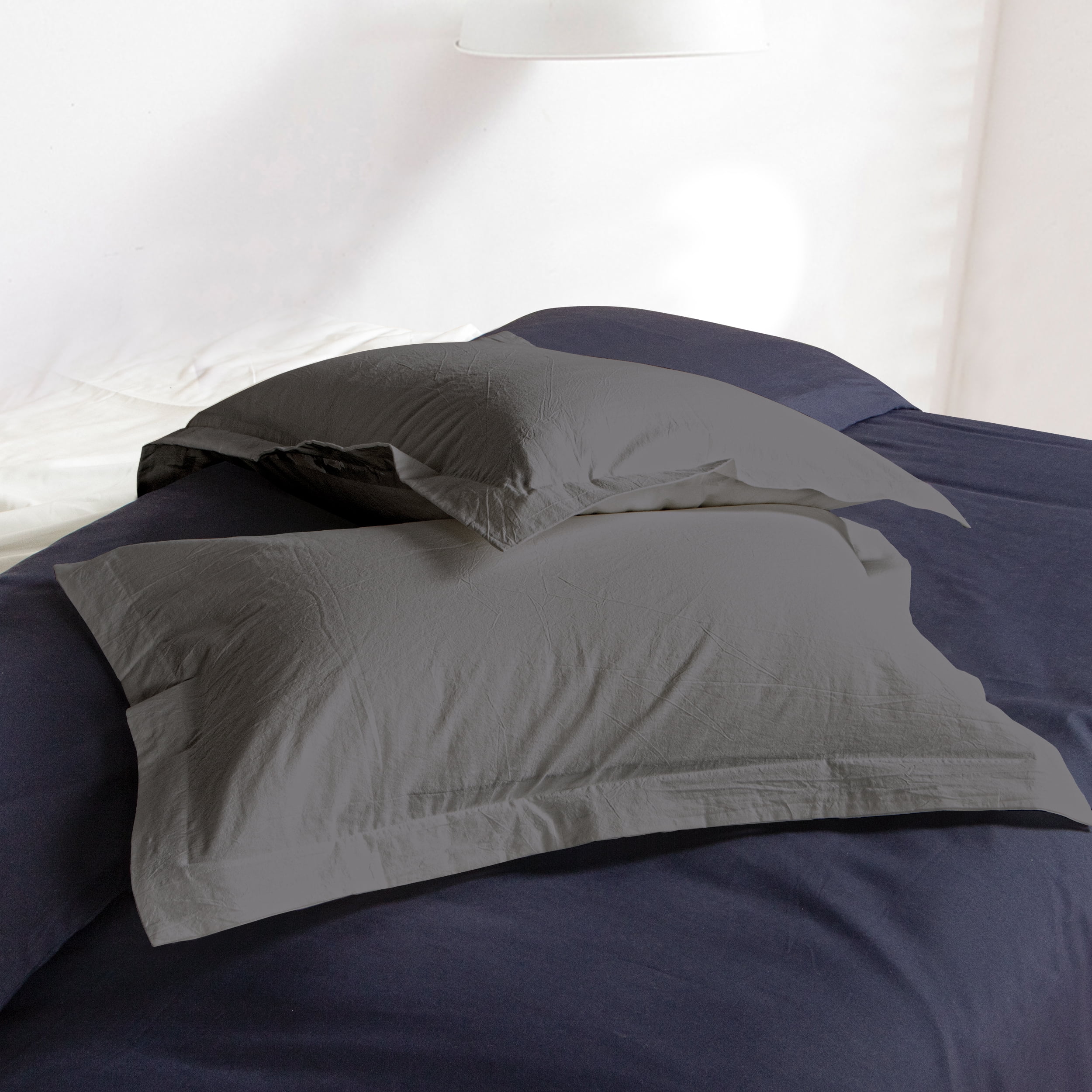 NTBAY 2 Pack Washed Cotton King Pillow Shams, Breathable and