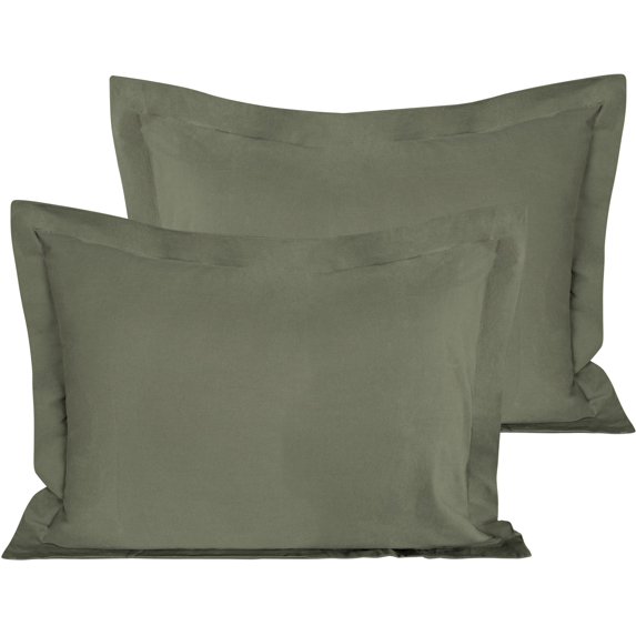 NTBAY 2 Pack Washed Cotton Standard Pillow Shams, Breathable and Comfortable, 20" x 26", Smoke Gray