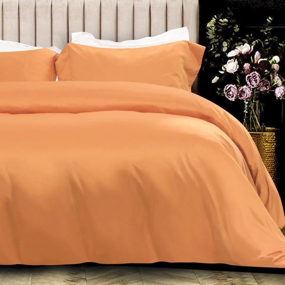 NTBAY 3 Pieces Satin Twin Duvet Cover Set, Ultra Luxury and Soft with Hidden Zipper Design Comforter Cover Set, Orange