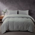 thumbnail image 1 of NTBAY 3 Pieces Washed Cotton King Duvet Cover Set, Breathable Zipper Closure Comforter Cover Set for Kids, Light Gray, 1 of 5