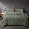 thumbnail image 1 of NTBAY 3 Pieces Washed Cotton Queen Duvet Cover Set, Breathable Zipper Closure Comforter Cover Set for Kids, Smoke Gray, 1 of 5
