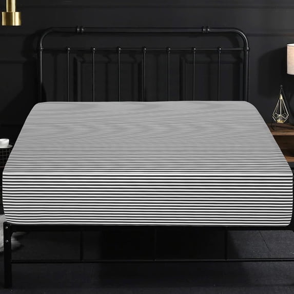 NTBAY Microfiber King Fitted Sheet, Ultra Soft and Breathable Fitted Bed Sheet with 15" Deep Pocket, 78x80 inch, Pinstripe
