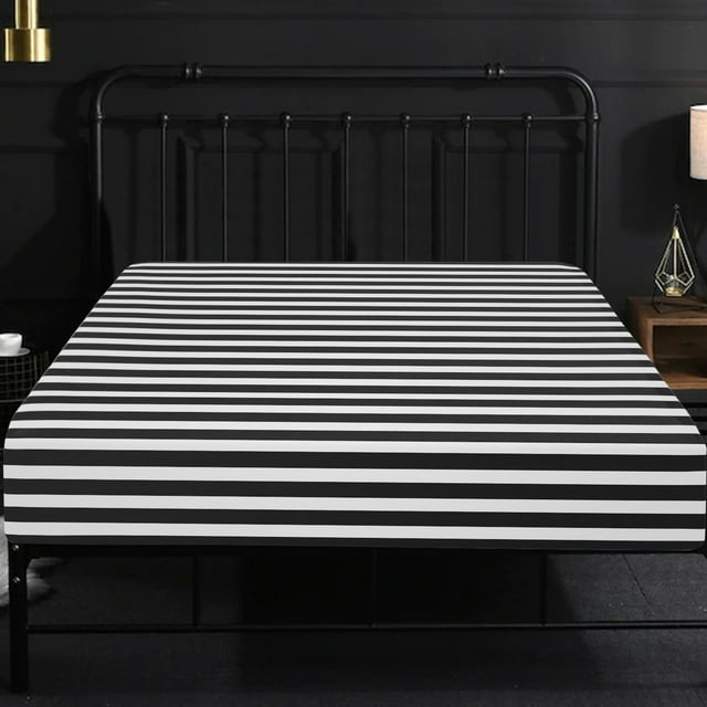 NTBAY Microfiber Queen Fitted Sheet, Ultra Soft and Breathable Fitted Bed Sheet with 15" Deep Pocket, 60x80 inch, Stripe