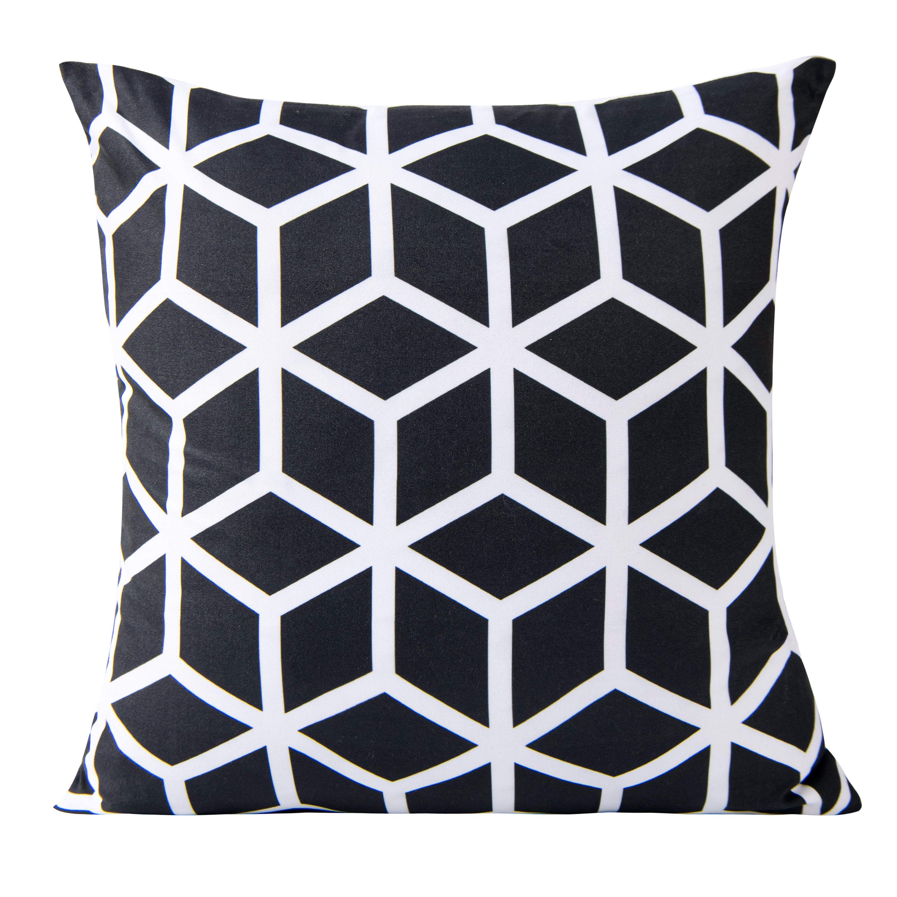 Black and White Geometric Polyester Cotton Euro Pillow Cover