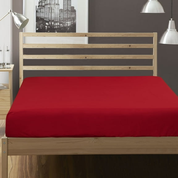 NTBAY Microfiber Twin Fitted Sheet, Ultra Soft and Breathable Fitted Bed Sheet with 15" Deep Pocket, 39x75 inch, Wine Red