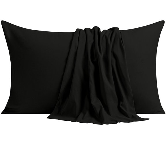 NTBAY Ultra Soft Double Brushed Microfiber Pillowcase Set, Hypoallergenic, King, Black, 2 Pack