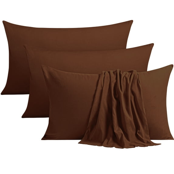 NTBAY 100% Brushed Microfiber King Pillowcases Set of 4, 1800 Super Soft and Cozy, Wrinkle, Fade, Stain Resistant with Envelope Closure Bed Pillow Cases, 20"x40", Brown