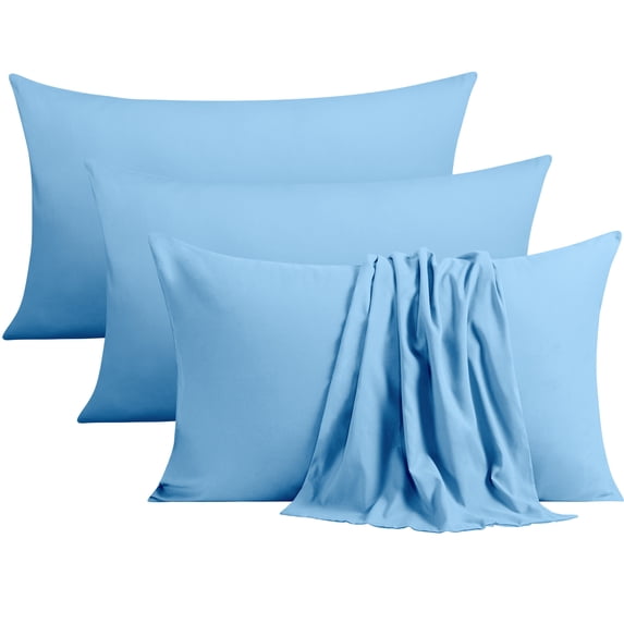 NTBAY 100% Brushed Microfiber King Pillowcases Set of 4, 1800 Super Soft and Cozy, Wrinkle, Fade, Stain Resistant with Envelope Closure Bed Pillow Cases, 20"x36", Sky Blue