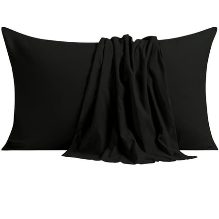 NTBAY Ultra Soft Double Brushed Microfiber Pillowcase Set, Hypoallergenic, Standard Size, Black, 2 Pack