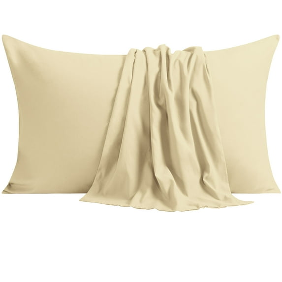 NTBAY Ultra Soft Double Brushed Microfiber Pillowcase Set, Hypoallergenic, Standard Size, Khaki, 2 Pack