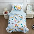 thumbnail image 1 of NTBED 4 Pieces Construction Toddler Bedding Set for Baby Boys Truck Vehicles Excavator Cars Printed Light Blue, 1 of 7